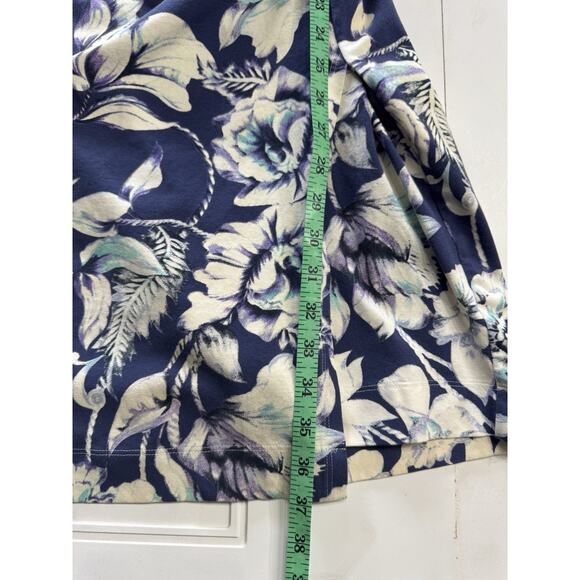 Soft Surroundings Blue White Floral Faux Wrap Dress Medium Cap Sleeve Ruched - Picture 5 of 7